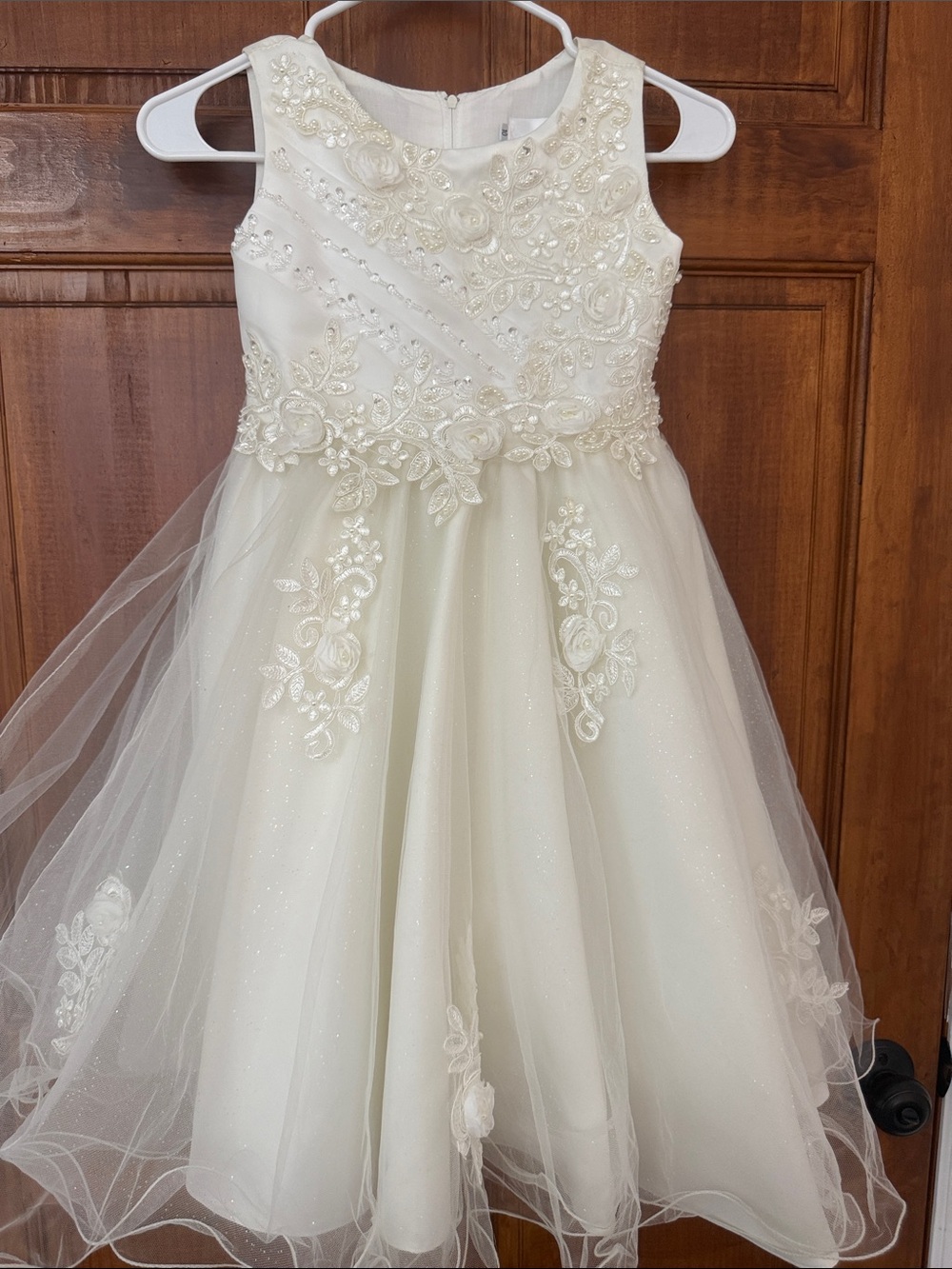 Ivory Tulle Bow-Back Flower Girl Dress for Girls